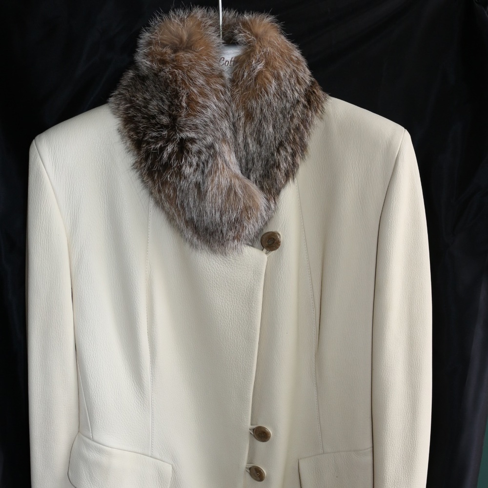 Custom Lambskin/Coyote Leather Jacket, Size S